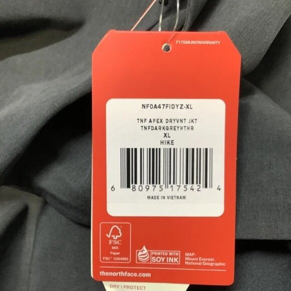 NEW THE NORTH FACE Men's Jacket Apex Dry Vent Full Zip Size XL Grey - Picture 5 of 8